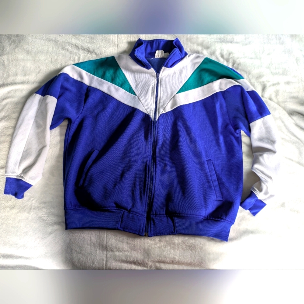 Vintage JC Penney USA Olympic Blue White Jacket Full Zip Coat